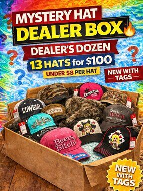 Mystery Hat Box 13 Hats New With Tags Reseller Bundle Bulk Caps Beanies Lot